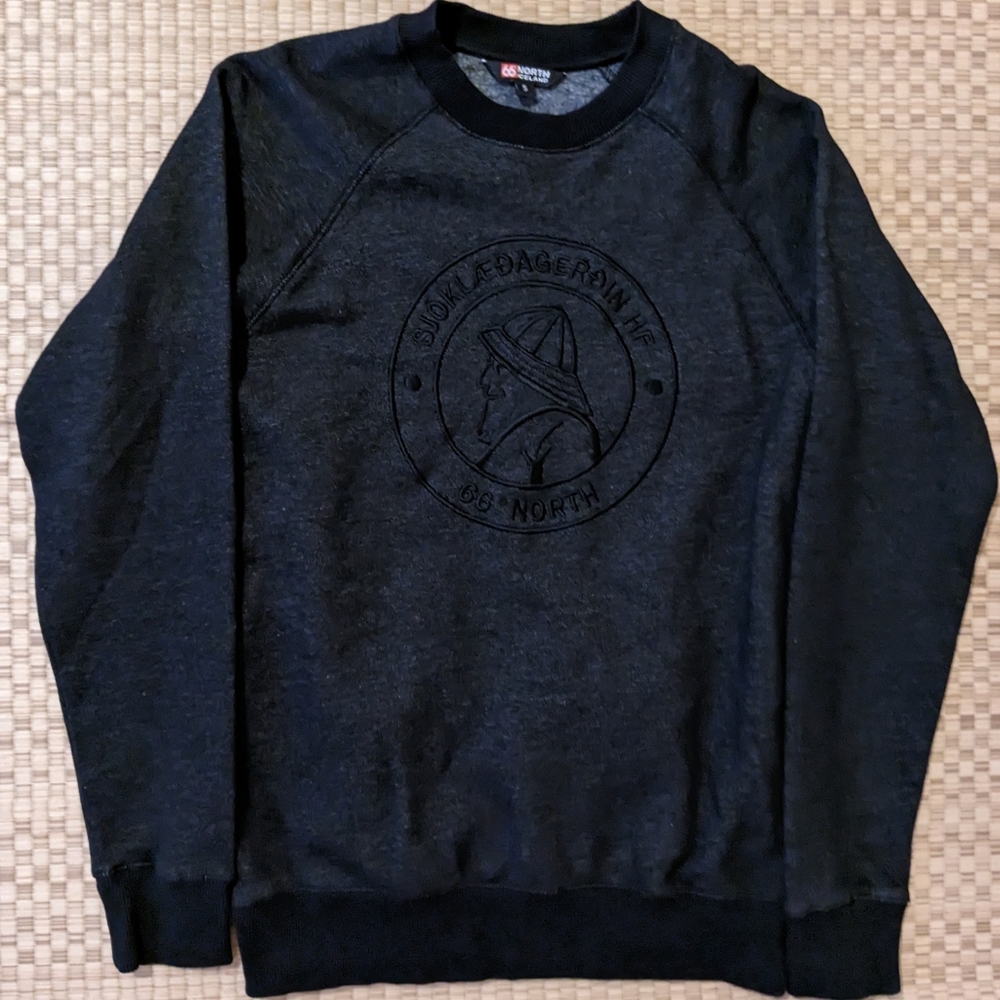 66 Degrees North Iceland Logn Sweater Charcoal Men's Size Small Made In Portugal